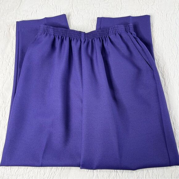 Alfred Dunner Purple Grandma Pants Elastic High Waist Comfy Tapered Ankle - Picture 1 of 5